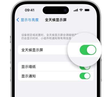 攀枝花苹果15预约维修分享iPhone15如何设置全天候显示屏幕可见 